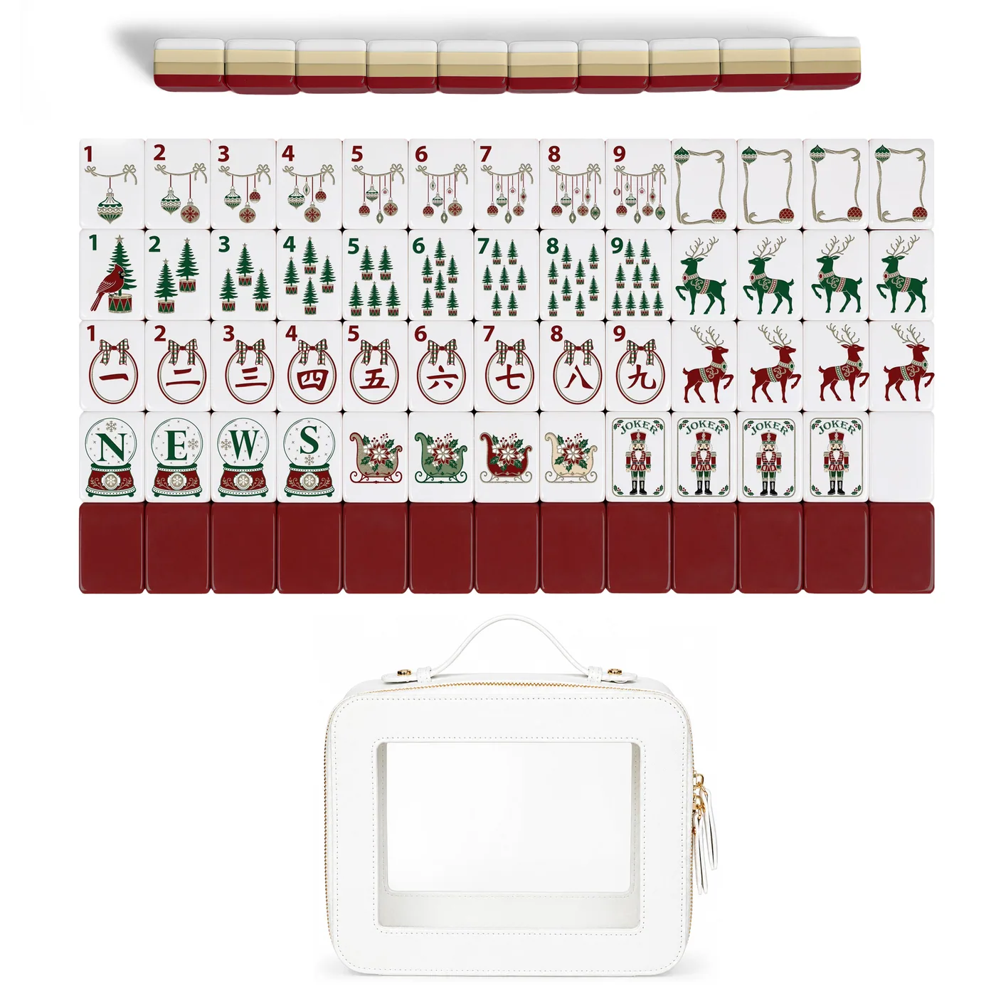Holiday Red Christmas Collection American Mahjong Tile Set (160pc)