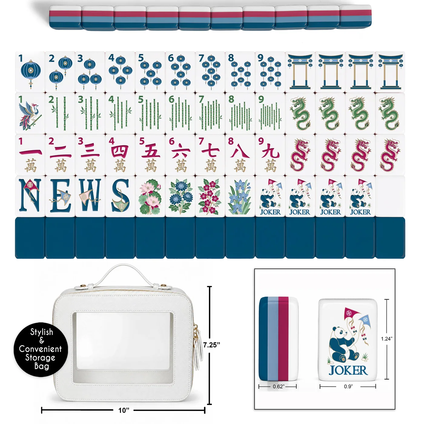 Blue MJTI Community Collection American Mahjong Tile Set (160pc)
