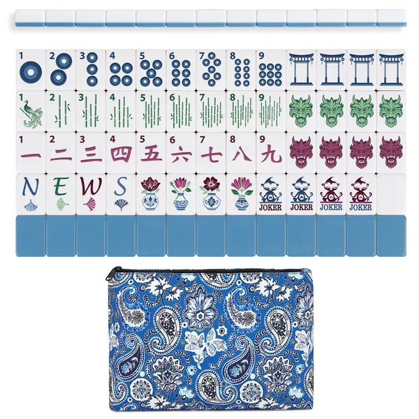 Blue Monkey Collection Melamine American Mahjong Tile Set (160pc)