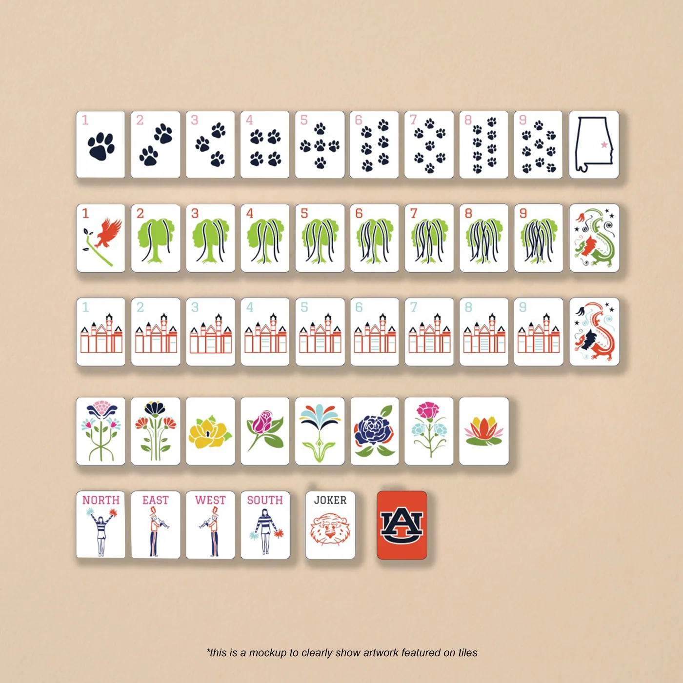 Auburn Mahjong Tiles