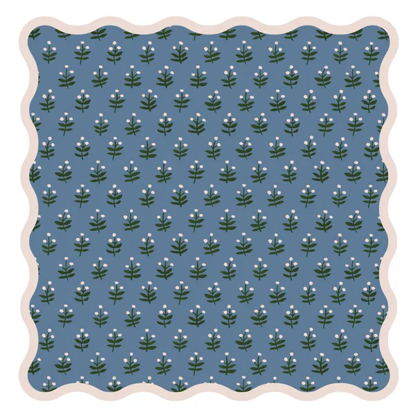 Indigo Bloom Scallop Leatherette Mahjong Mat