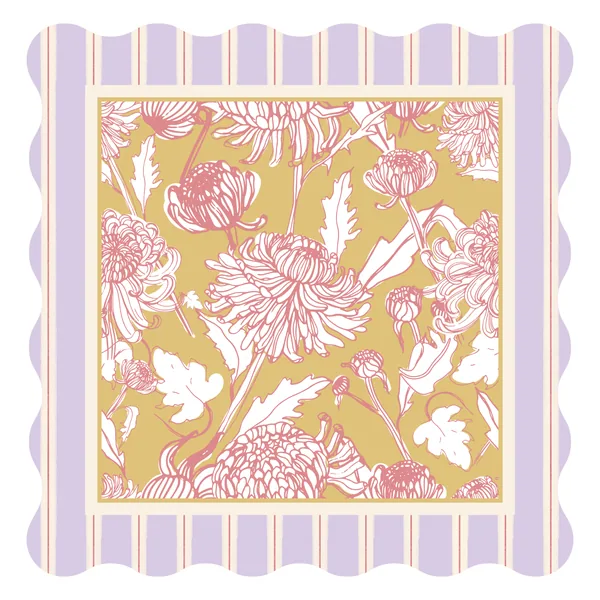 Camellia Cottage Scallop Leatherette Mahjong Mat