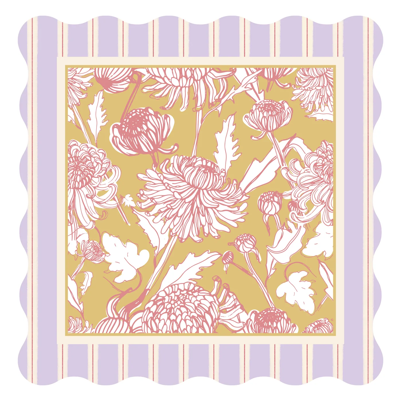 Camellia Cottage Scallop Leatherette Mahjong Mat
