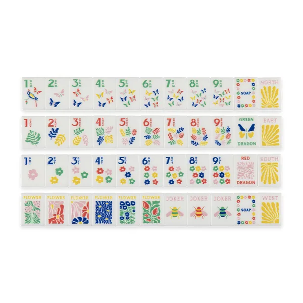 Garden Stamped Travel Mahjong Tile Set