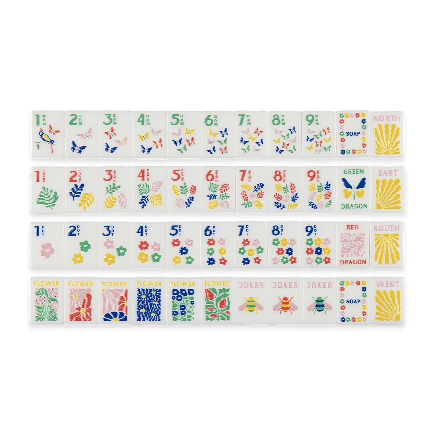Garden Stamped Travel Mahjong Tile Set