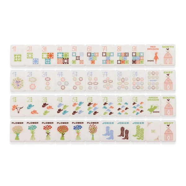 Round Top Stamped Mahjong Tile Set
