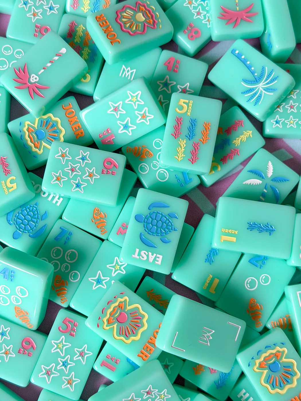 Teal Coastal Signature Mahjong Tile Set