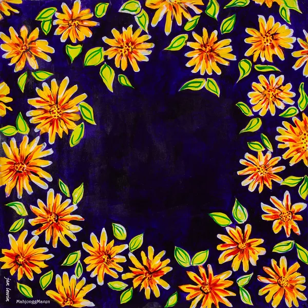 Orange, Golden Cornflower & Dark Blue Mah Jongg Game Mat