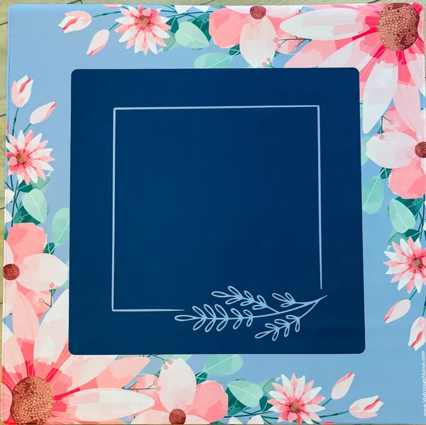 Pink Flower Mat with Navy Center