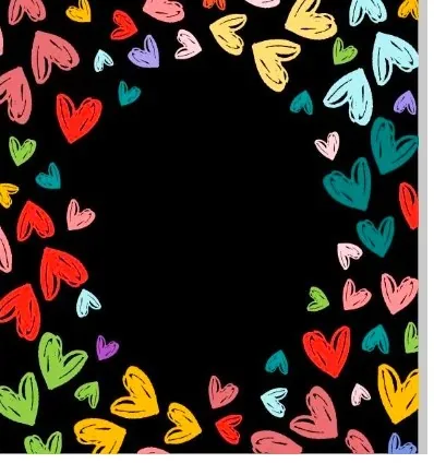 Black Mah Jongg Mat with Colorful Hearts