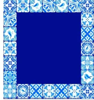 Royal Blue Mah Jongg Mat with Mosaic Tile Design