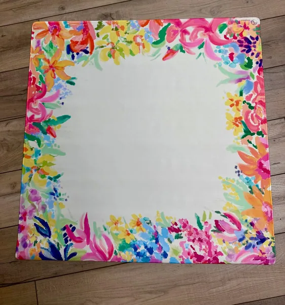 Colorful Spring Flowers Mah Jongg Mat – Light Cream Background