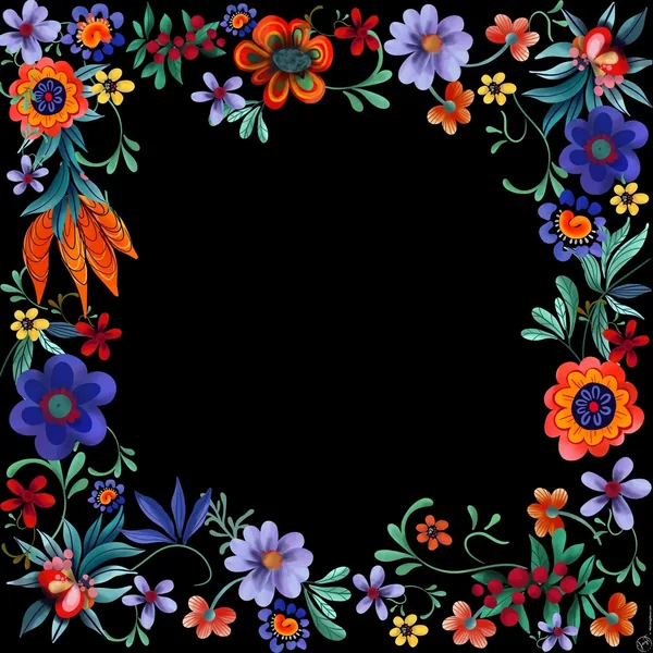 Black Mah Jongg Mat with Flower Design