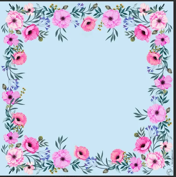 Shades of Pink Flowers Mah Jongg Mat – Light Blue Background