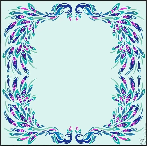 Blue Peacock Design Mah Jongg Mat – Light Blue