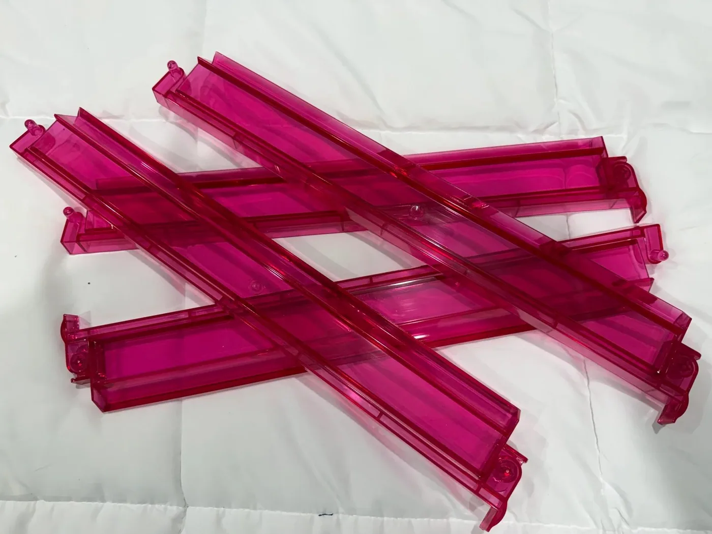 Pink Transparent MahJongg Racks with Attached Pushers