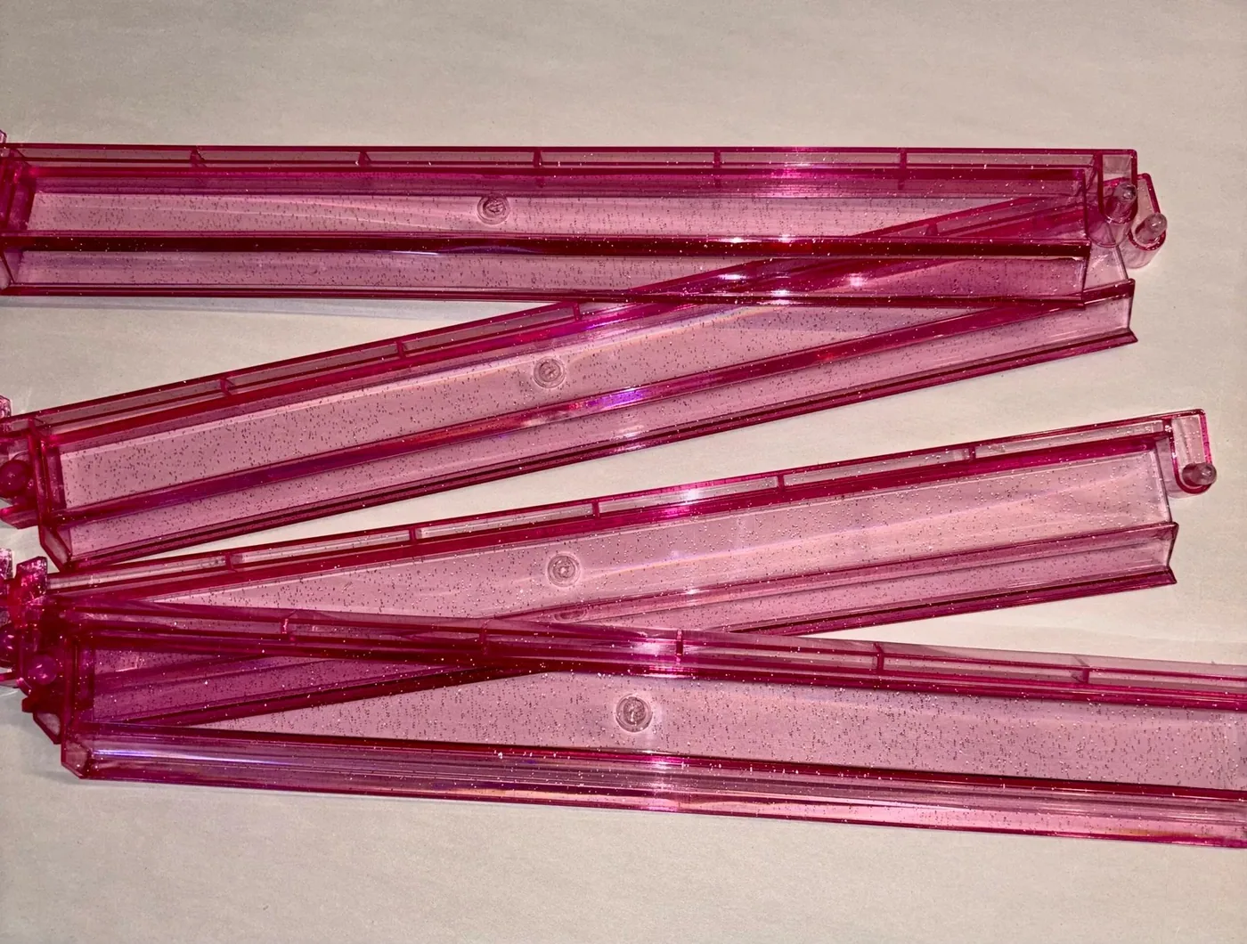 Pink Sparkle Mahjong Racks With Attached :Pushers