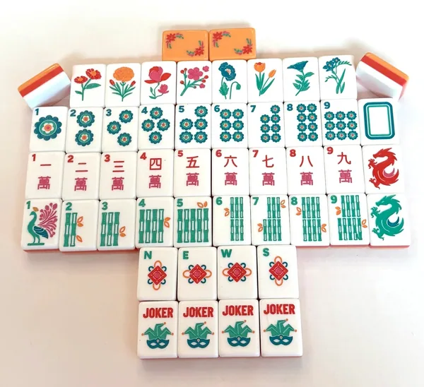 Royal Garden Series- Artist inspired 3 Layer American Mah Jongg tile set Orange Citrus Red