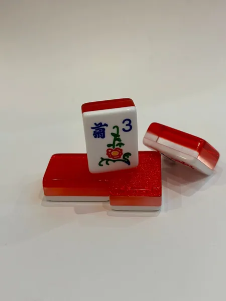 3 Layer Candy Apple Red Sparkle , Engraved & Hand Painted American Mah Jongg set with Primary color ink