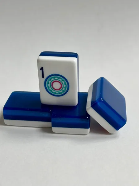 3 Layer Midnight Blue tiles with Turquoise/Pink/Royal Blue ink -American Mah Jongg set