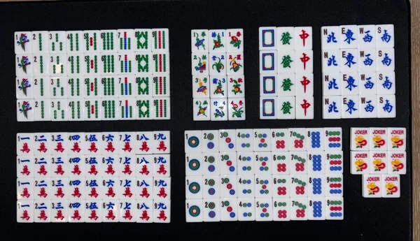 3 Layer Black Engraved & Hand Painted American Mah Jongg tile set