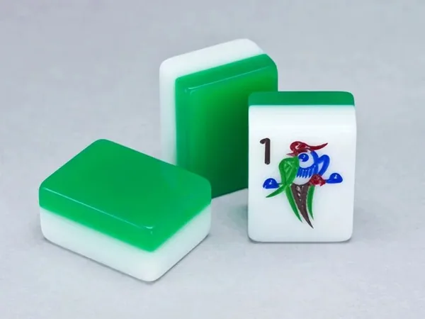 2 Layer Green- Engraved and Hand Painted American Mah Jongg tile set