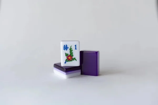 3 Layer Purple/Lavender/White Engraved and Hand Painted American Mah Jongg set