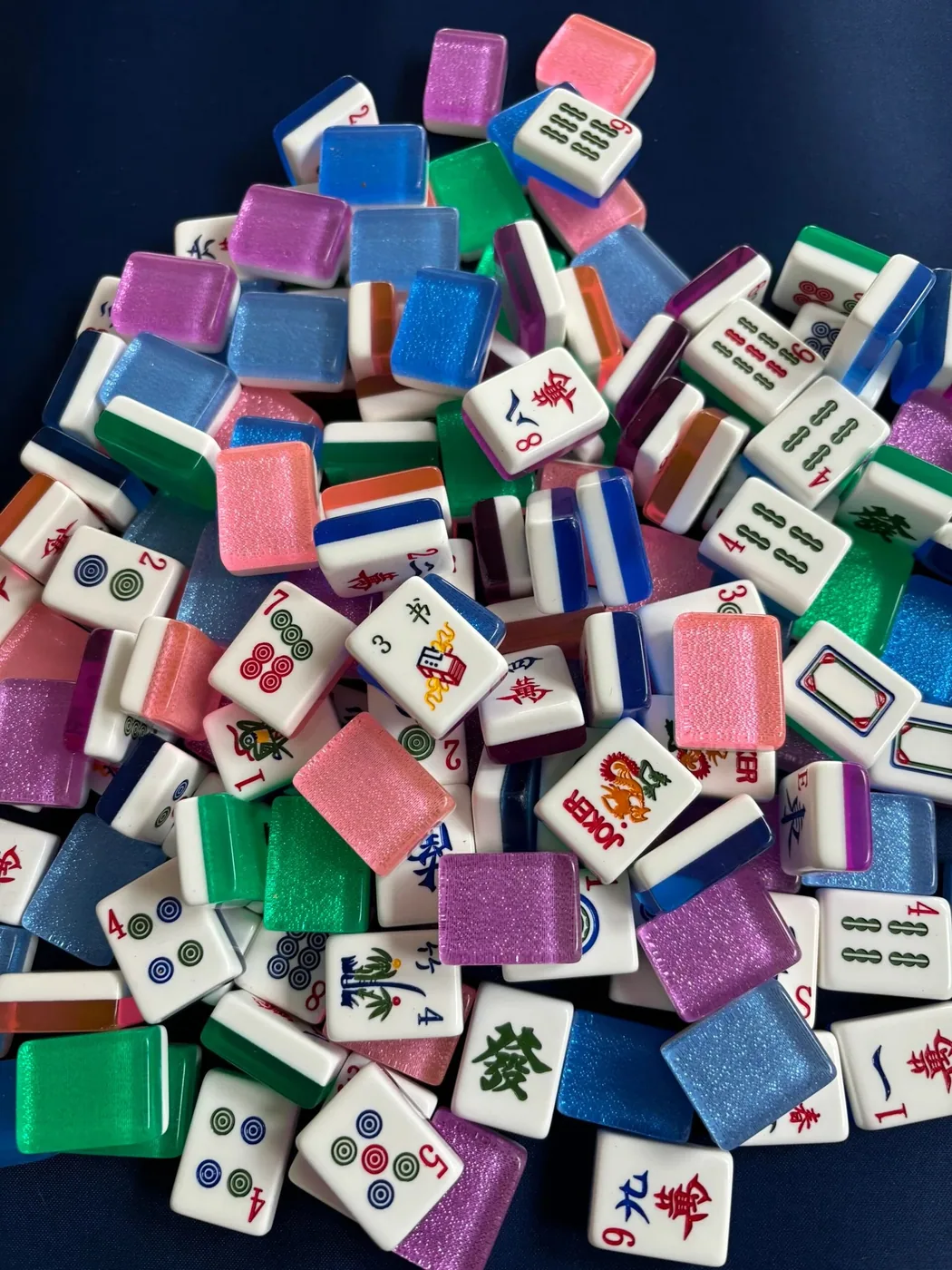 Sparkle Chicklet American MahJongg tile set- Engraved and Hand Painted