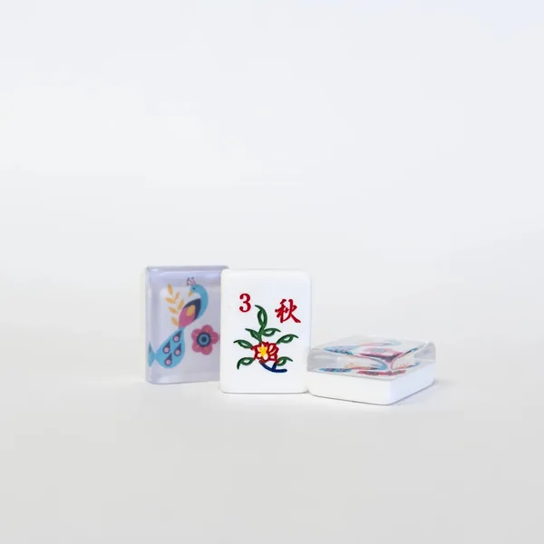 Pretty Peacock -2 layer Engraved and Hand Painted American MahJongg tile set