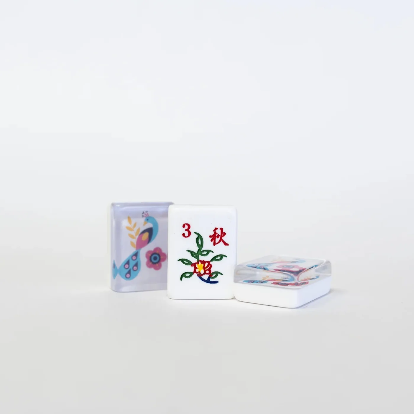 Pretty Peacock -2 layer Engraved and Hand Painted American MahJongg tile set