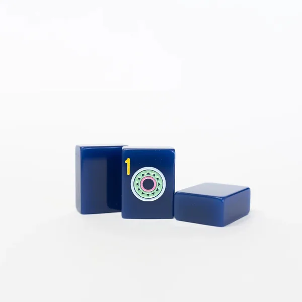 Sapphire Blue American Mah Jongg tile set, Engraved and Hand Painted