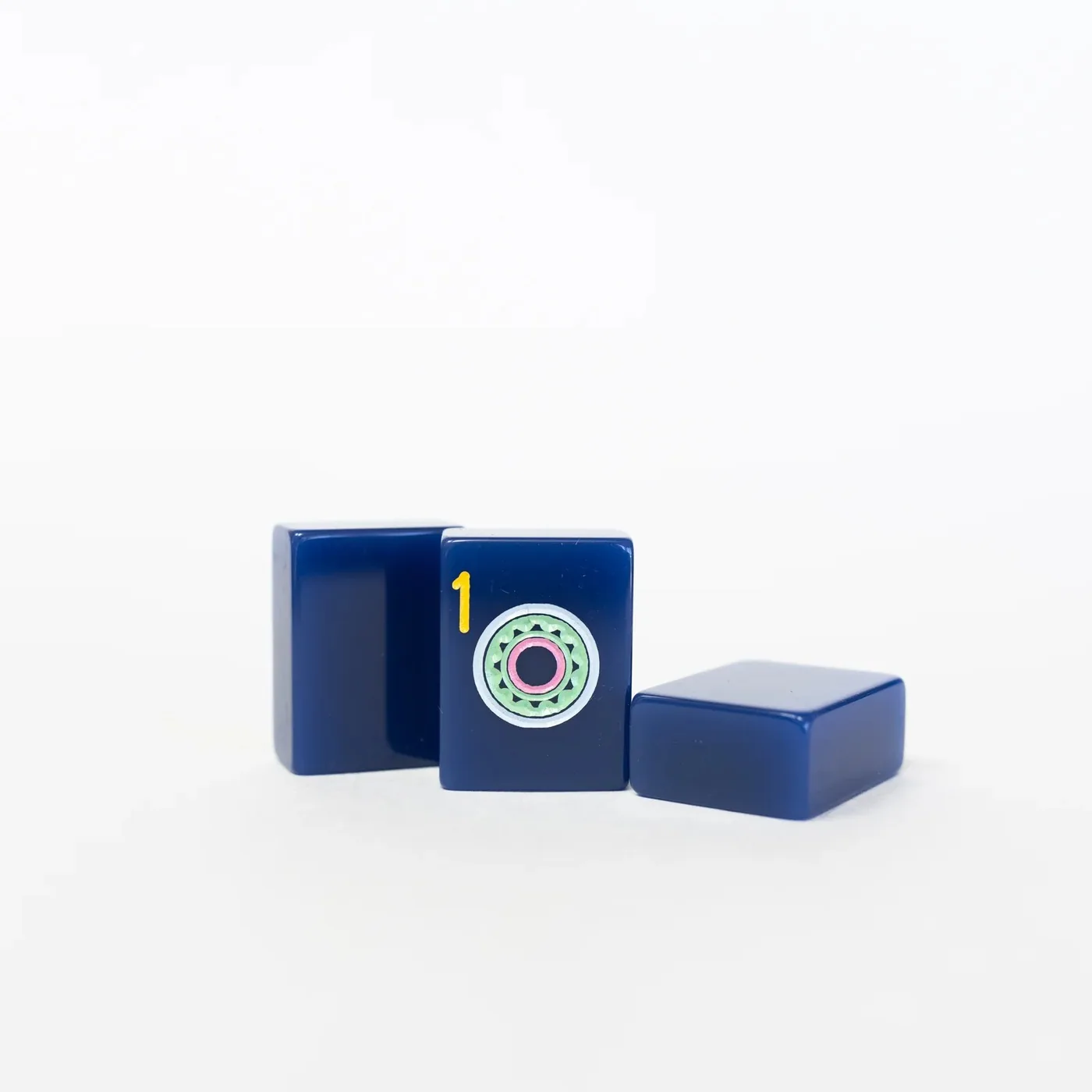 Sapphire Blue American Mah Jongg tile set, Engraved and Hand Painted