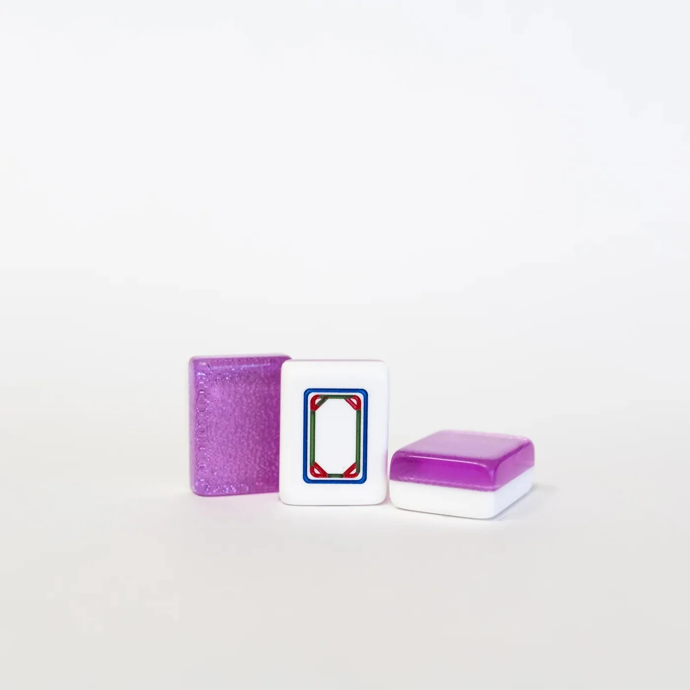 2 Layer Lavender Sparkle Mahjongg tile set- Engraved and Hand Painted
