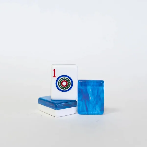 2 Layer Blue Wave Design American Mahjongg tile set, Engraved Hand Painted