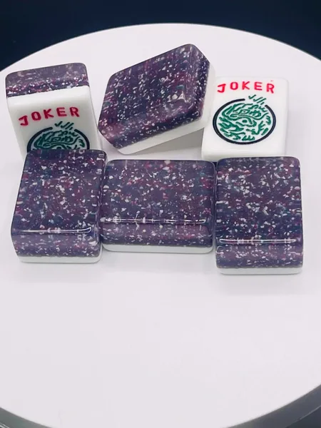 3- Layer Purple /white flecks colors Mahjongg tile set (Traditonal Faces)