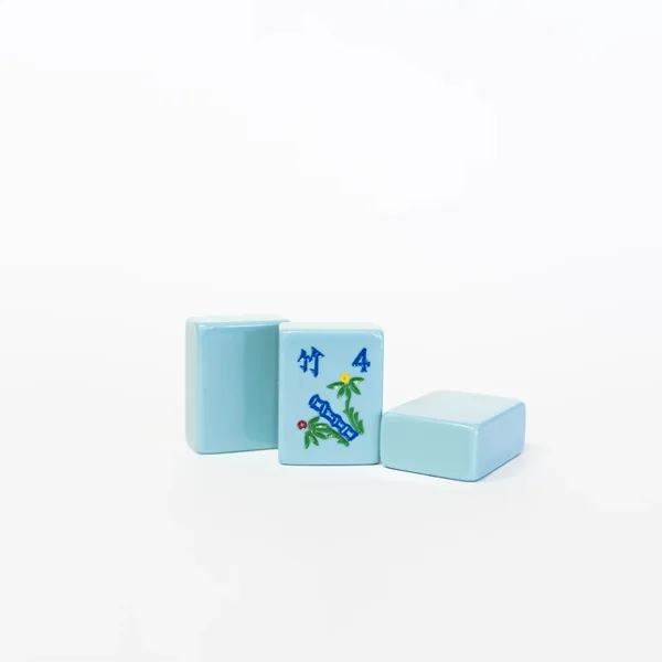 Hand Painted Blue Gray MahJongg Tile set
