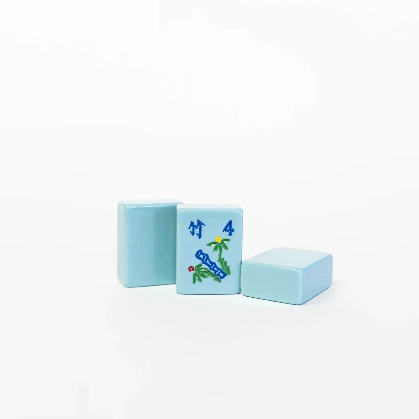 Hand Painted Blue Gray MahJongg Tile set