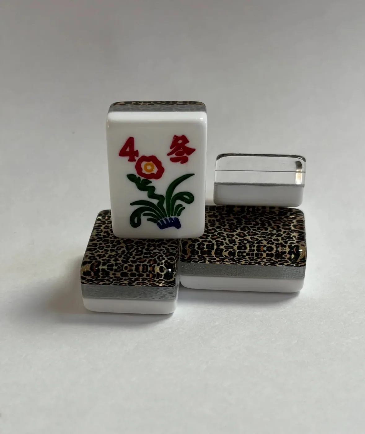Leopard 3 layer Tiles- Engraved and Hand Painted American Mah Jongg Set