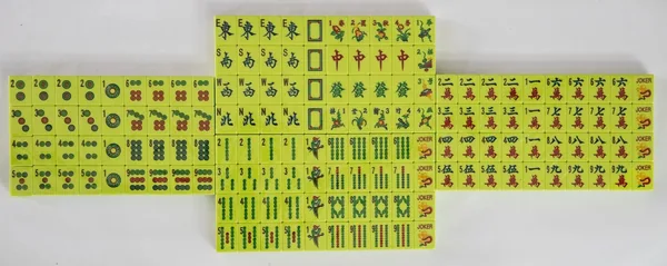 Lime Green Tiles Engraved and Hand Painted American Mah Jongg tile set
