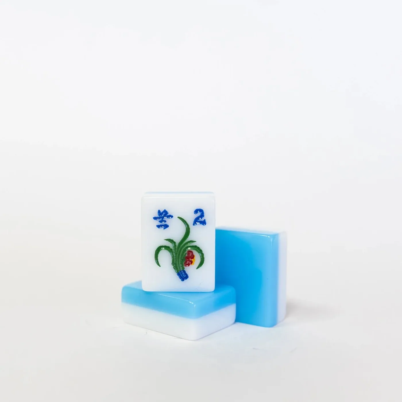 2 Layer Light Blue — Engraved and Hand Painted American MahJongg tile set