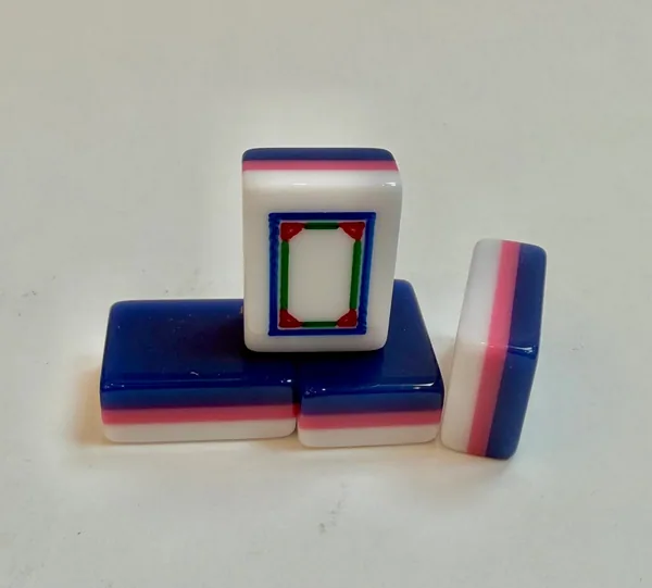 3 Layer Navy/Pink/White Engraved and Hand Painted American Mah Jongg tiles