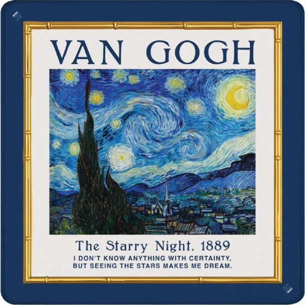 Van Gogh Starry Night & Wheat Field with Cypresses Reversible Mahjong Mat