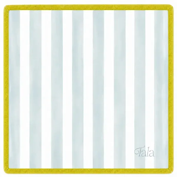 Cabana Mahjong Mat – Seafoam Blue & Ivory with Citrus Fringe