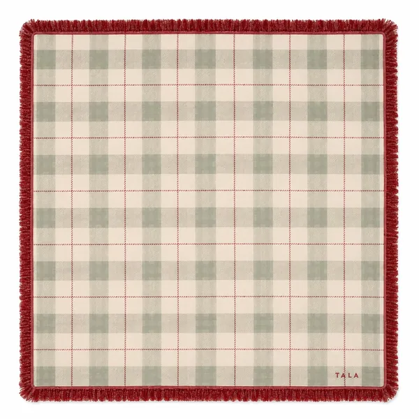 The Carlyle Mahjong Mat - Holiday Plaid with Red Fringe