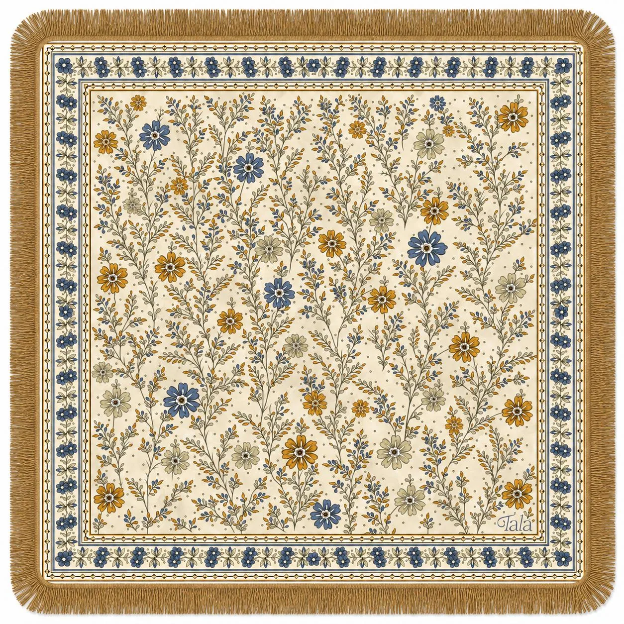 The Sonoma Mahjong Mat – Wildflowers with Suede Fringe