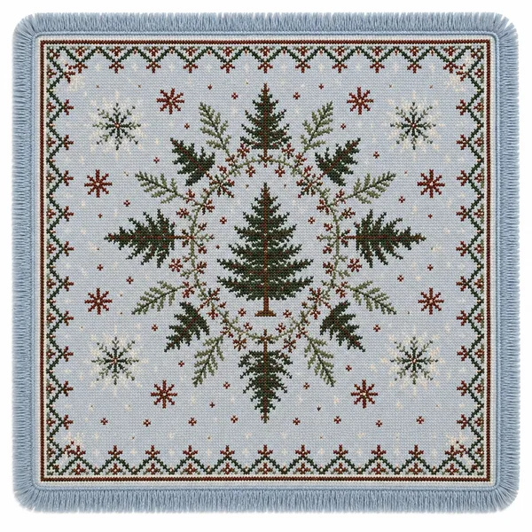 Sweater Weather - Holiday Mahjong Mat with Winter Blue Fringe