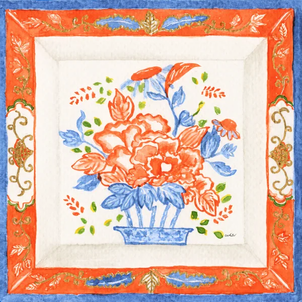 Bright Orangey Red and Blue Art Mat