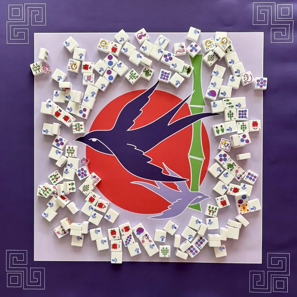 Classic Two Sparrows Icon Mat – Pale Lavender with Plum Border