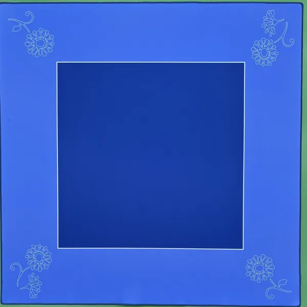 Classic Denim Blue Mat with Flower Corners
