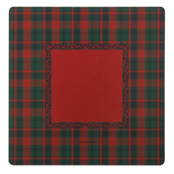 Holiday Plaid Mat – Leopard Red